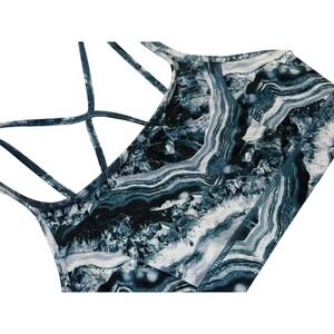 Gaiam Black & White Marbled Sports Bra Size Small Criss Cross Back